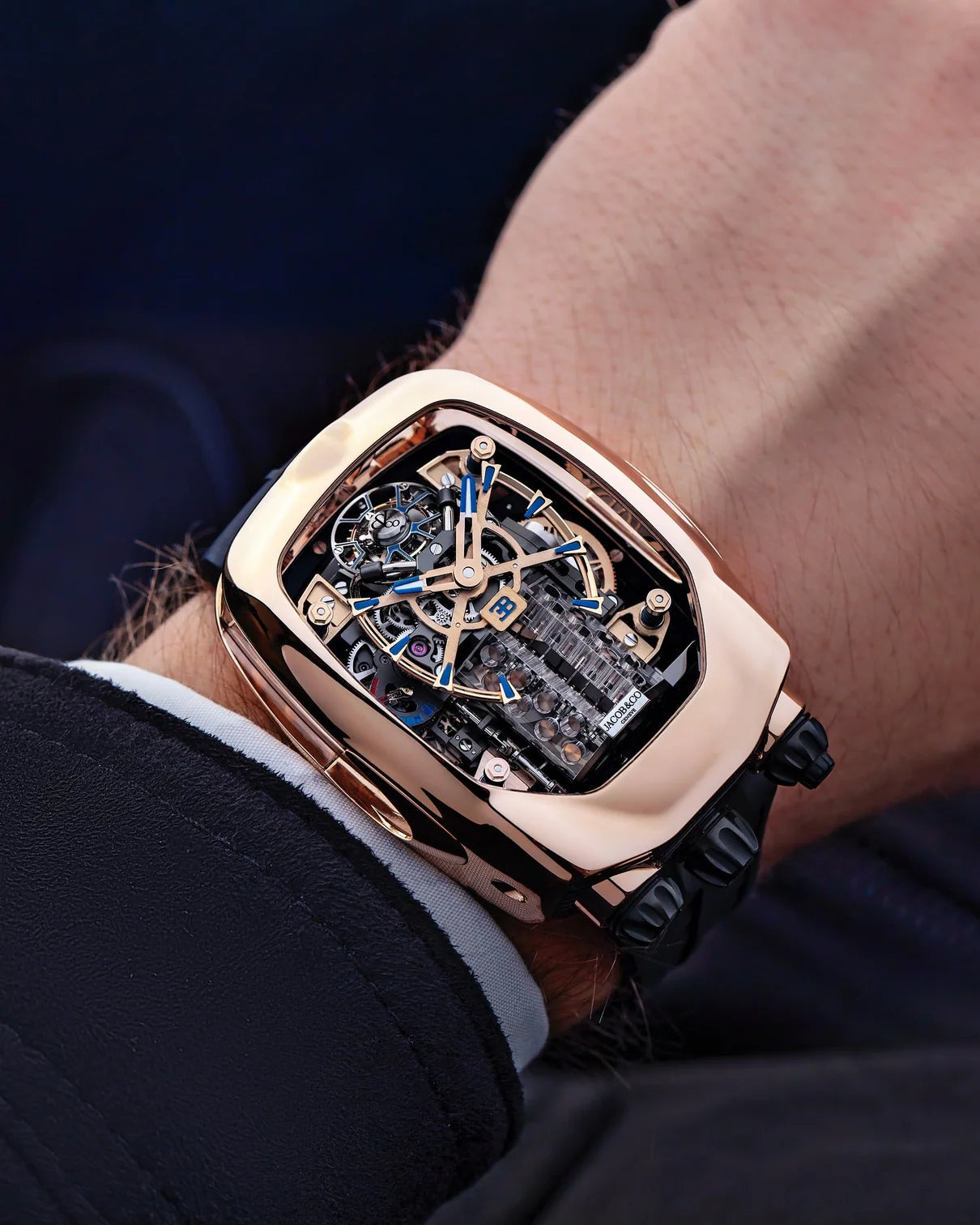 Jacob & Co. Black & Rose Gold Watch For Men